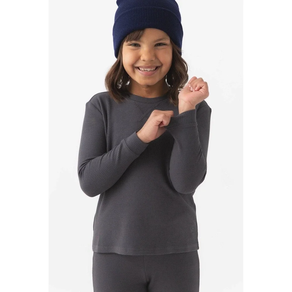 Cozy Earth Kids Bamboo Waffle Knit Thermal Base Layer Set Iron 11/12 NWT $135